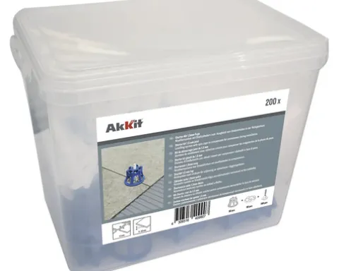 Akkit Nivelliersystem Starterset mit 50 Drehzylinder, 100 Gewindelaschen für 1,5mm Fugenabstand mit integriertem Kratzschutz und Fliesenstärke 3-20 mm