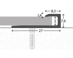 Aluminium-Abschlussprofil Edelstahl matt 27x7,6x1000 mm