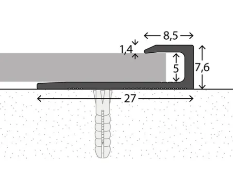 Aluminium-Abschlussprofil Edelstahl matt 27x7,6x1000 mm