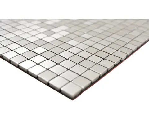 Aluminiummosaik selbstklebend Quadrat Alu Silver Silk brushed