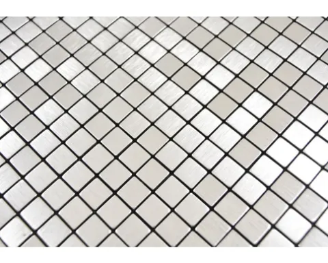 Aluminiummosaik selbstklebend Quadrat Alu Silver Silk brushed