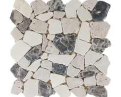 Bruchmosaik Poly Travertine Marron braun beige