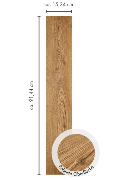 Designboden selbstklebend Designplanke 15,24 cm x 91,44 cm in Eichenoptik Natur