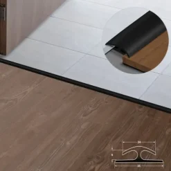 FLOORDIREKT Doppeleinfassleiste Übergangsprofil Jersey Selbstklebend 24 x 35 mm Schwarz