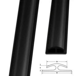 FLOORDIREKT Doppeleinfassleiste Übergangsprofil Jersey Selbstklebend 24 x 35 mm Schwarz
