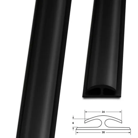 FLOORDIREKT Doppeleinfassleiste Übergangsprofil Jersey Selbstklebend 24 x 35 mm Schwarz