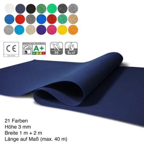 Floordirekt Event- und Messeteppich Sintra - Rollenware - Pflegeleichter Gangläufer - Dunkelblau - 200 x 3000 cm