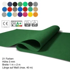 Floordirekt Event- und Messeteppich Sintra - Rollenware - Pflegeleichter Gangläufer - Dunkelgrün - 200 x 3000 cm