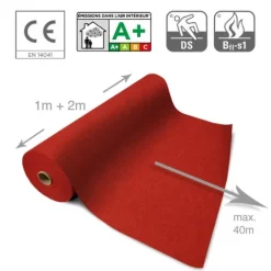 Floordirekt Event- und Messeteppich Sintra - Rollenware - Pflegeleichter Gangläufer - Rot meliert - 200 x 3000 cm