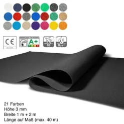 Floordirekt Event- und Messeteppich Sintra - Rollenware - Pflegeleichter Gangläufer - Schwarz - 200 x 3000 cm