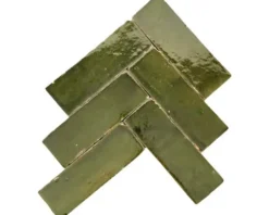 Handgefertigte Fliese Zellige Bejmat 36 vert bouteille 5x15cm glänzend