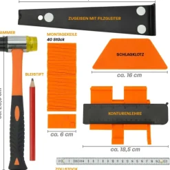 Hinrichs Laminat Verlegeset - 46-teiliges Komplettset - Boden Verlegewerkzeug