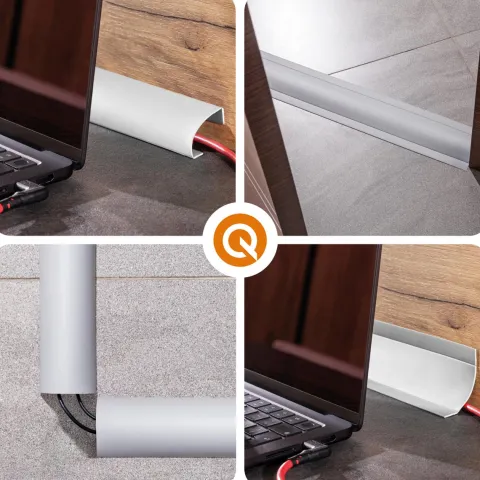 6in1 Multifunktionale PVC-Abschlussleiste Selbstklebend – Breite 75 mm - flexibel, robust und vielseitig einsetzbar - 10 Meter, Grau