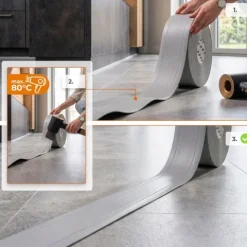 6in1 Multifunktionale PVC-Abschlussleiste Selbstklebend – Breite 75 mm - flexibel, robust und vielseitig einsetzbar - 10 Meter, Grau