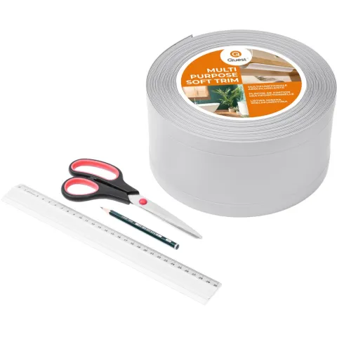 6in1 Multifunktionale PVC-Abschlussleiste Selbstklebend – Breite 75 mm - flexibel, robust und vielseitig einsetzbar - 10 Meter, Grau