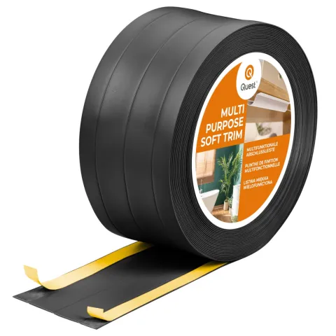 4in1 PVC-Abschlussleiste Selbstklebend, Multifunktional – Breite 120 mm - flexibel, robust und vielseitig einsetzbar - 5 Meter, Schwarz