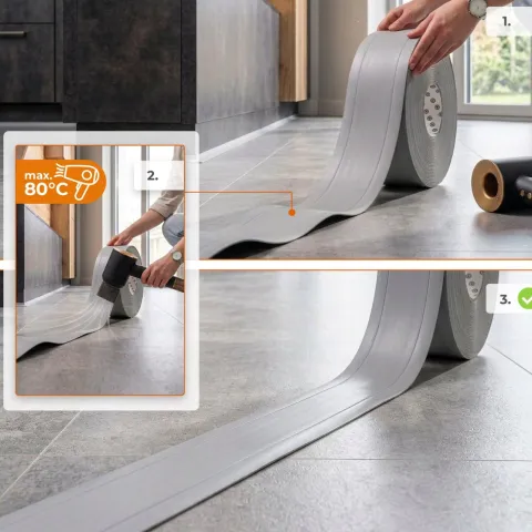 4in1 PVC-Abschlussleiste Selbstklebend, Multifunktional – Breite 120 mm - flexibel, robust und vielseitig einsetzbar - 5 Meter, Schwarz