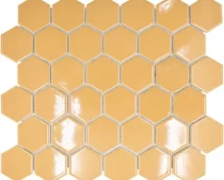 Keramikmosaik Hexagon HX 570 32,5x28,1 cm ockerorange glänzend