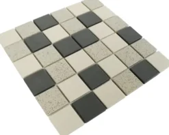 Keramikmosaik 28,8 x 28,8 cm grau beige