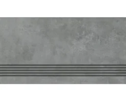 MIRAVA Feinsteinzeug Treppenstufe MANHATTAN Anthracite 30 x 60 x 0,9 cm matt rektifiziert