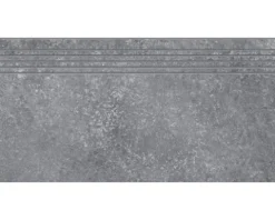 MIRAVA Feinsteinzeug Treppenstufe Seattle dunkelgrau 29,8 cm x 59,8 cm x 0,9 cm matt rektifiziert