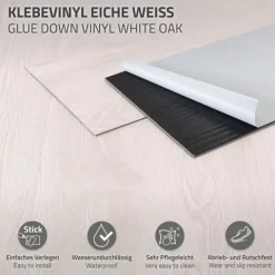 ML-Design Deluxe PVC Bodenbelag, Selbstklebende Vinyl-Dielen, Vinylboden, 91,5 cm x 15,3 cm x 2 mm, Dicke 2 mm, 11,15m²/80 Dielen, Weiß Eiche, Holzoptik, rutschfest, wasserfest, Einfache Verlegung