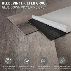 ML-Design Deluxe PVC Bodenbelag, Selbstklebende Vinyl-Dielen, Vinylboden, 91,5 cm x 15,3 cm x 2 mm, Dicke 2 mm, 11,15m²/80 Dielen, Kiefer, Grau, Holzoptik, rutschfest, wasserfest, Einfache Verlegung