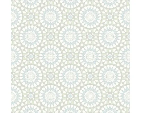 PVC-Boden Artifact Fliesen-Optik Kreise blau grün Fliesen 16,6x16,6 cm 200 cm breit (Meterware)