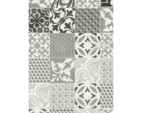 PVC-Boden Balder Fliesenoptik provence black & white Fliesen 20x20 cm 400 cm breit (Meterware)