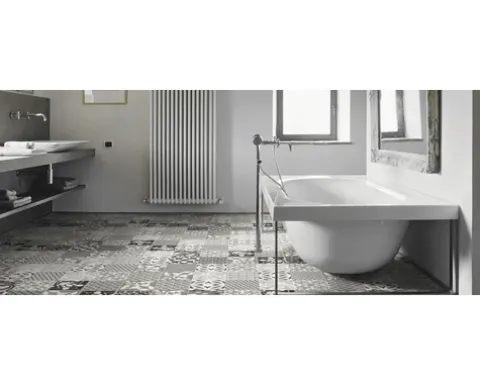 PVC-Boden Balder Fliesenoptik provence black & white Fliesen 20x20 cm 400 cm breit (Meterware)