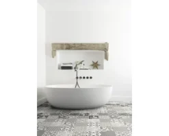 PVC-Boden Balder Fliesenoptik provence black & white Fliesen 20x20 cm 400 cm breit (Meterware)