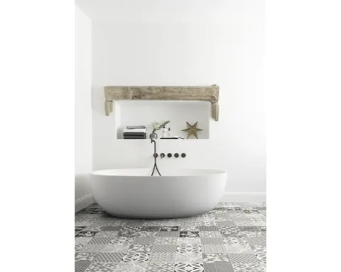 PVC-Boden Balder Fliesenoptik provence black & white Fliesen 20x20 cm 400 cm breit (Meterware)