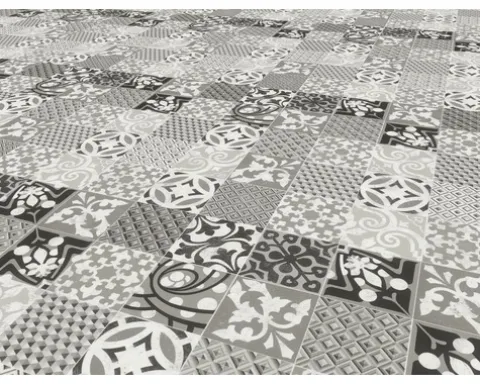 PVC-Boden Balder Fliesenoptik provence black & white Fliesen 20x20 cm 400 cm breit (Meterware)