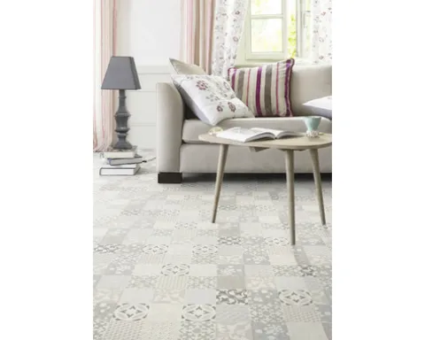 PVC-Boden Balder Fliesenoptik provence creme Fliesen 20x20 cm 200 cm breit (Meterware)