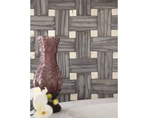 Schiefer-Natursteinmosaik beige/anthrazit 30x30 cm