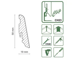 SKANDOR Sockelleiste Eiche kalk FU60L 2400 x 58 x 19 mm