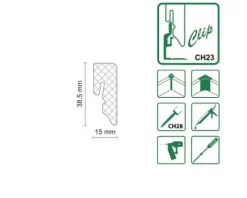 Sockelleiste Eiche hell KU048L 15x38,5x2400 mm