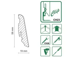 Sockelleiste Skandor FU60L Hacienda grau 19x58x2400 mm