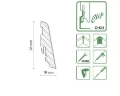 Sockelleiste Skandor SU 60L Eiche Schwarz 19x58x2400 mm