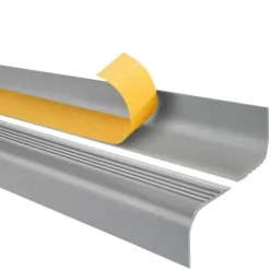 Treppenkantenprofil Selbstklebend 52x40 mm - Treppenprofil PVC für Treppenstufen, Treppenkantenschutz mit Rillen - 70 cm, Grau