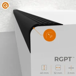 Treppenkantenprofil Selbstklebend 52x40 mm - Treppenprofil PVC für Treppenstufen, Treppenkantenschutz mit Rillen - 70 cm, Grau