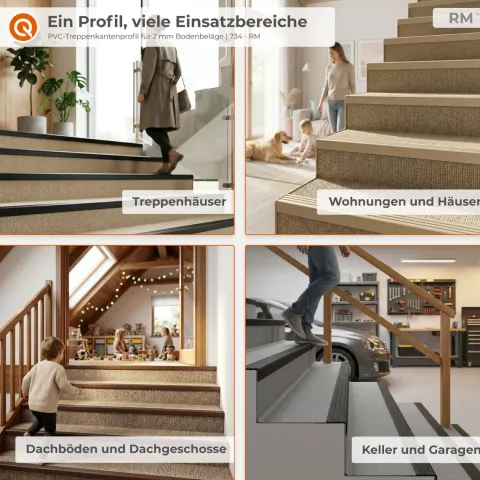 Treppenkantenprofil Selbstklebend 30x27 mm - Treppenprofil PVC für Treppenstufen, Treppenkantenschutz mit Rillen - 80 cm, Grau