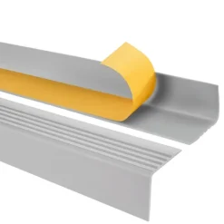 Treppenkantenprofil Selbstklebend 50x42 mm - Treppenprofil PVC für Treppenstufen, Treppenkantenschutz mit Rillen - 70 cm, Hellgrau