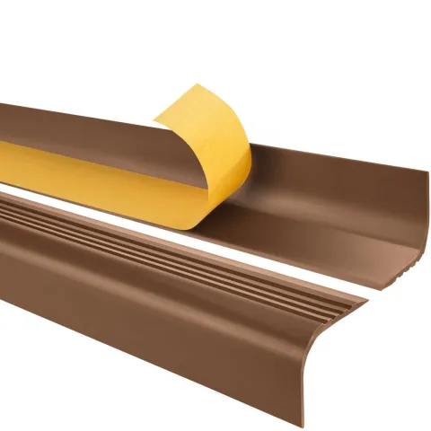 Treppenkantenprofil Selbstklebend 52x40 mm - Treppenprofil PVC für Treppenstufen, Treppenkantenschutz mit Rillen - 70 cm, Braun