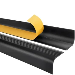 Treppenkantenprofil Selbstklebend 52x40 mm - Treppenprofil PVC für Treppenstufen, Treppenkantenschutz mit Rillen - 70 cm, Schwarz
