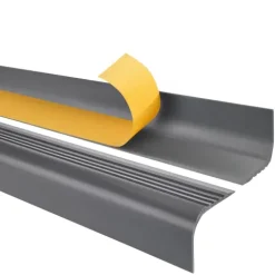 Treppenkantenprofil Selbstklebend 52x40 mm - Treppenprofil PVC für Treppenstufen, Treppenkantenschutz mit Rillen - 70 cm, Dunkelgrau