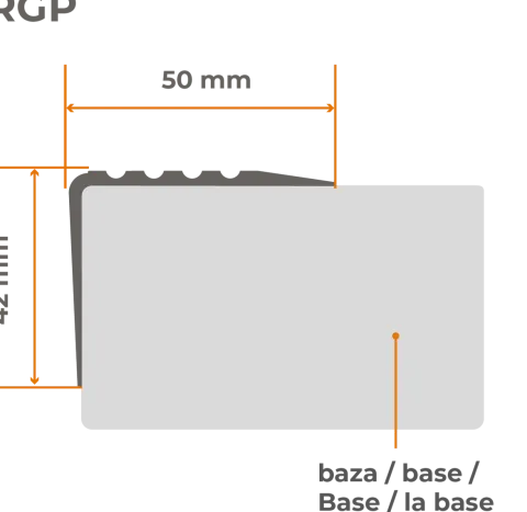 Treppenkantenprofil Selbstklebend 50x42 mm - Treppenprofil PVC für Treppenstufen, Treppenkantenschutz mit Rillen - 70 cm, Schwarz