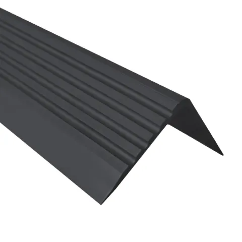 Treppenkantenprofil Selbstklebend 50x42 mm - Treppenprofil PVC für Treppenstufen, Treppenkantenschutz mit Rillen - 70 cm, Schwarz