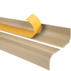 Treppenkantenprofil Selbstklebend 52x40 mm - Treppenprofil PVC für Treppenstufen, Treppenkantenschutz mit Rillen - 70 cm, Beige