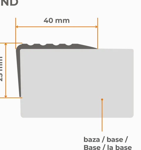 Treppenkantenprofil Selbstklebend 40x25 mm, Treppenprofil PVC für Treppenstufen, Treppenkantenschutz mit Rillen, Antirutsch - 110 cm, Ziegelfarbe